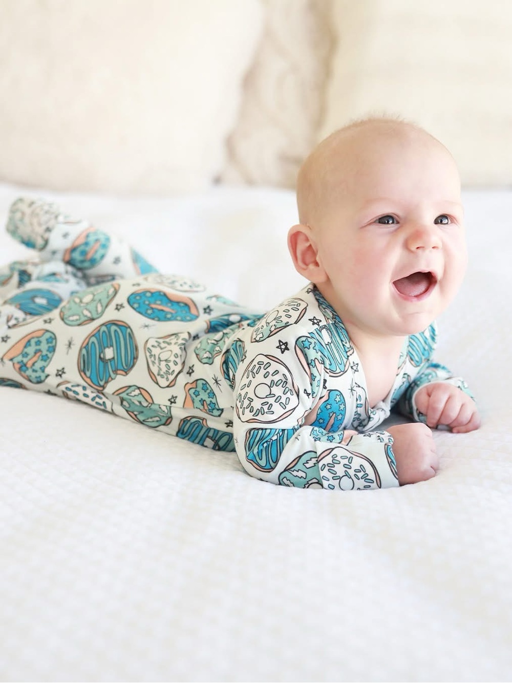 Caden Lane Blue Donut Print Bamboo Footies
